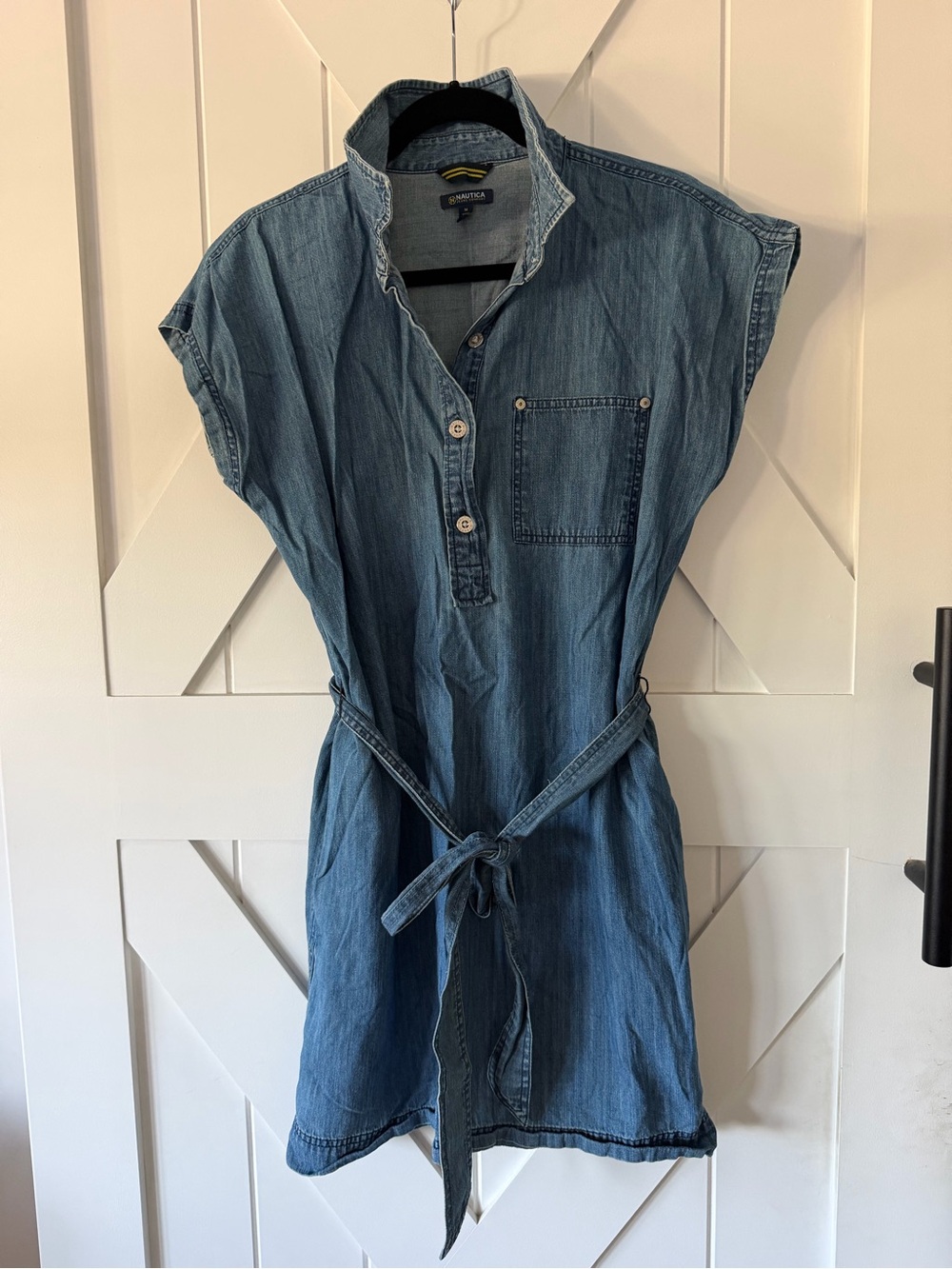 Nautica Washed Blue Denim Shirt Dress with Belt